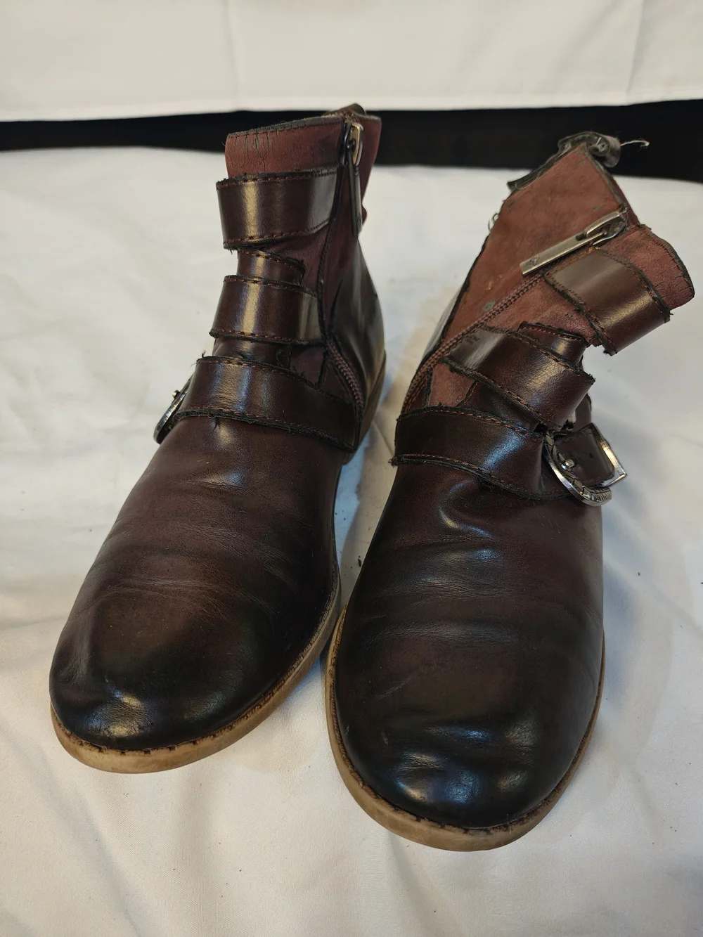Nina Brown Leather Buckle Ankle Boots - Classic Western Style